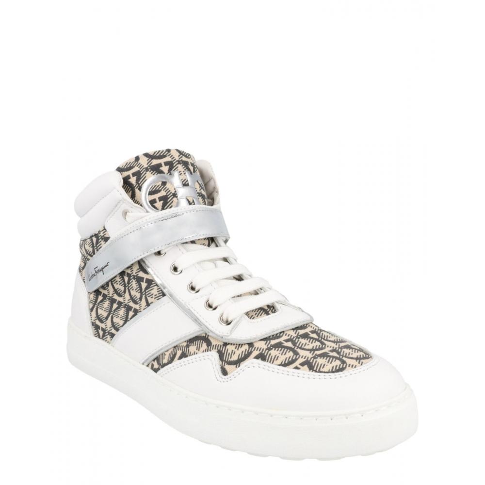 Salvatore Ferragamo Noe High Top Sneakers White