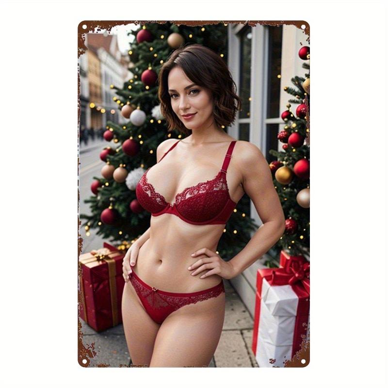 Christmas Pin-Up Girls Metal Sign, Office Gift Wall Decor 20x30cm