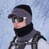 Winter hat, scarf set, outdoor velvet and cold-proof knitted wool hat, men's cycling warm ear protection pullover hat