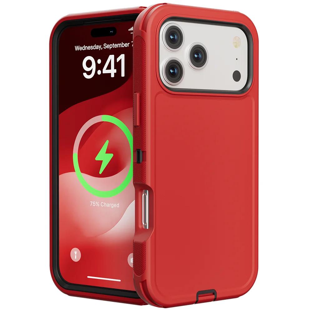 Heavy Duty 3IN1 Ott Defender Phone Case for iPhone 17 16 15 14 Plus 13 12 Pro Max Air 17e 16e Shockproof Protect Cover Funda