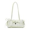 Bow Lace Ribbon Shoulder Bag Fashion Heart-shaped Pendant Grid French Underarm Pouch Tote Bag Handbag Daily Commuting Bag