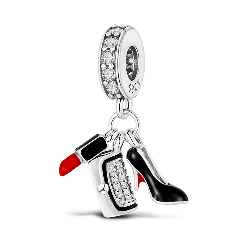 Neues Kupfer Bunte Schmetterling Rosa Parfümflasche Lippenstift Anhänger Perlen Anhänger Geeignet Kompatibel Mit Pandora Armbändern Exquisit Zum Selbermachen