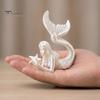 Literary Style Room Decor 3D Printed Mermaid & Starfish Figurine, Exquisite Sculpture, Ocean Small Statue for Bay Window Theme Desktop Ornament