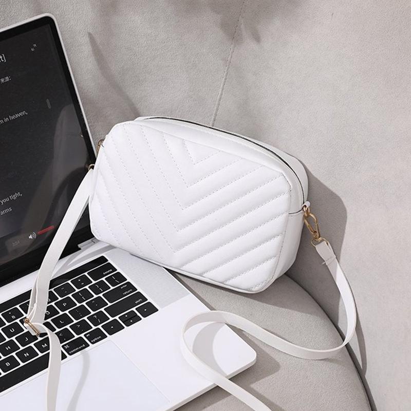 Fashionable And Minimalist Women'S Small Square Bag Pc Material Crossbody Bag Retro Corrugated Shoulder Bag