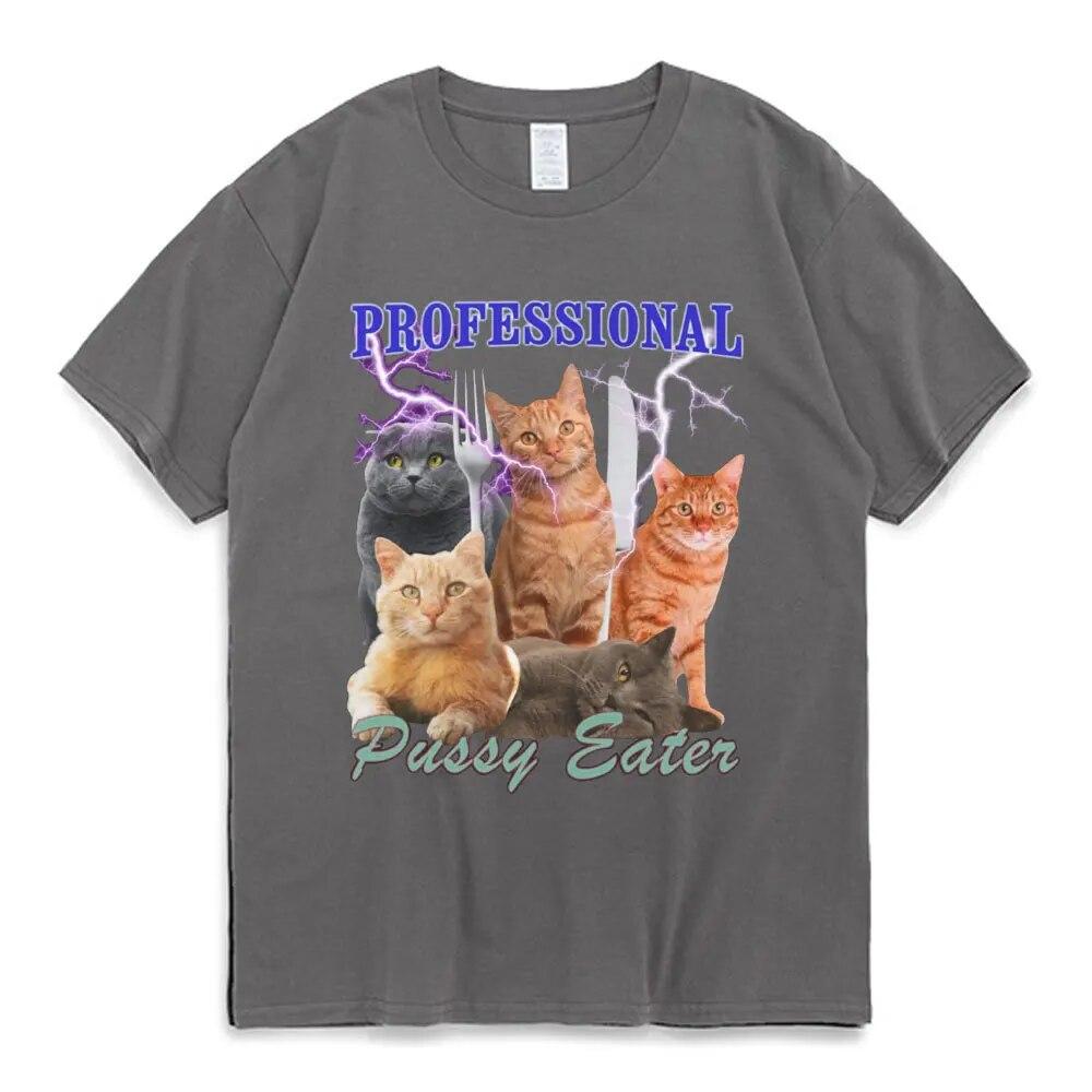 Camiseta profissional Pussy Eater Funny Cat Lover, unissex, roupas femininas, moda, algodão, casual, grande, camiseta streetwear