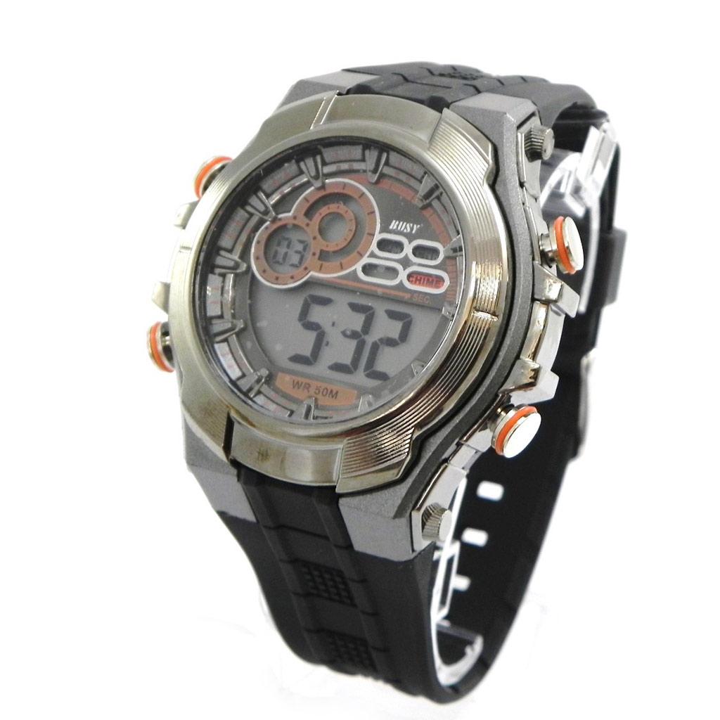 Les Trésors De Lily [I0149] - Montre Sport 'Busy' orange gris