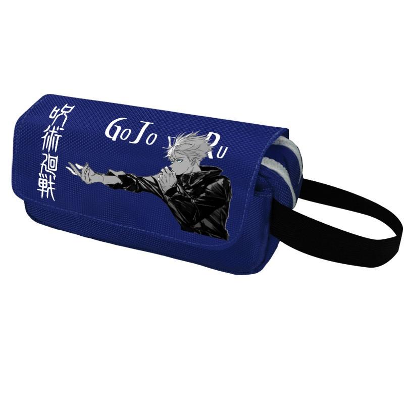 Anime Jujutsu Kaisen Pencil Case Double Zipper Large Capacity Canvas Stationery Organizer Students
