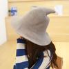 Women Witch Hat Wizard Hat Halloween Witch Pointed Hat Knitted Wool Cap Adult