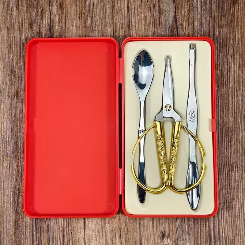 Red Stainless Steel Crab & Seafood 3-Piece Tool Set