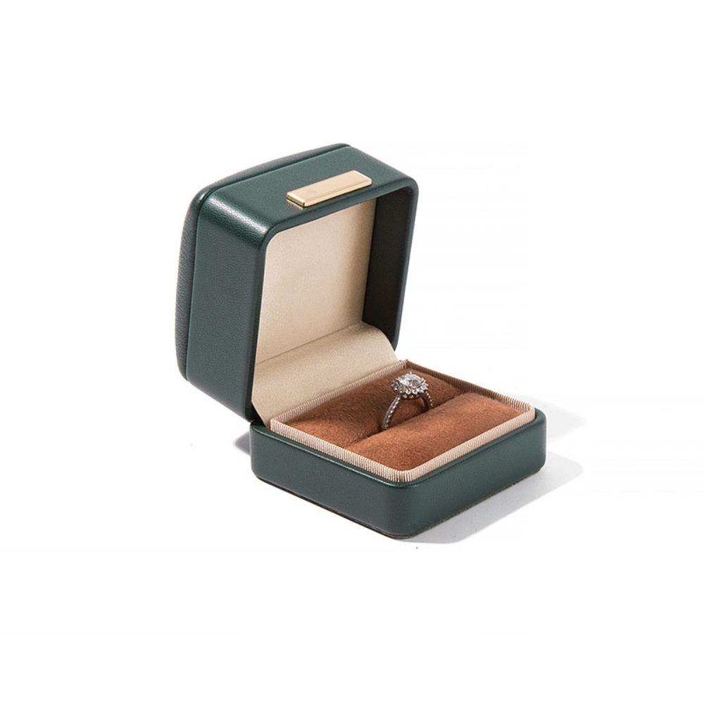 PU Leather Jewelry Packaging Box Round-cornered Premium Leather Bracelet Box Gold Buckle Pendant Box Anniversary Gift