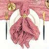 A Set of 6 Solid Color Crinkle Fabric Napkins - 20X20 Inch Rectangular Woven Tablecloth, Suitable for Christmas, Holidays, And Wedding Decorations.