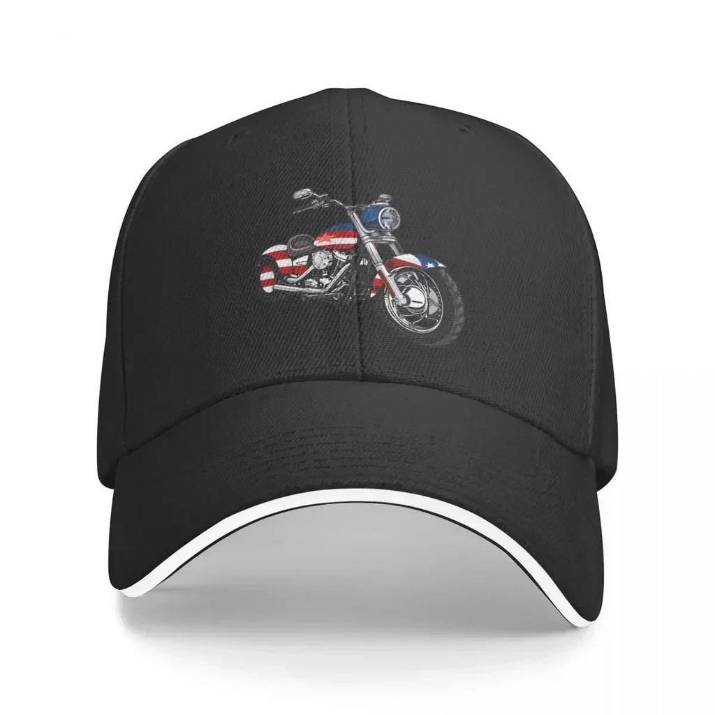 Motorcycle and American Flag Baseball Cap Uv Protection Solar Hat Streetwear summer hat Hats For Women Unisexs