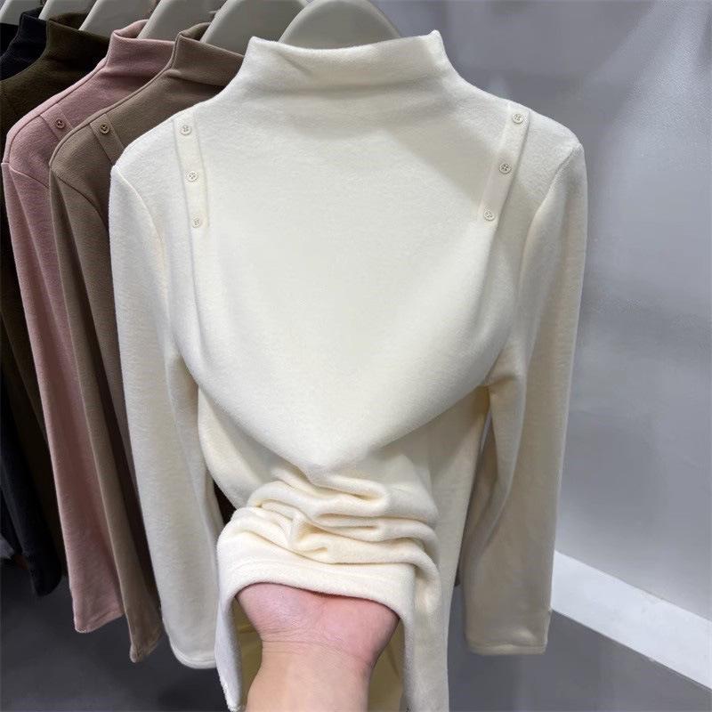 

Женская двухсторонняя флисовая рубашка с полувысоким воротником и длинными рукавами - трендовая и универсальная для осени/зимы 2024 XXL абрикосовый