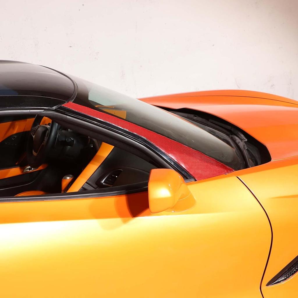 Front Windshield A-pillar Cover Trim Compatible with Corvette C7 Stingray 2014-2019 Soft Carbon Fiber 2PCS Windshield Side Panel Molding Cover Trim