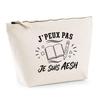 Beige Pencil Case I Can't I'm an AESH I Can't Minimalist | 3 L Cotton Toiletry Bag with Metal Zip and Flat Bottom