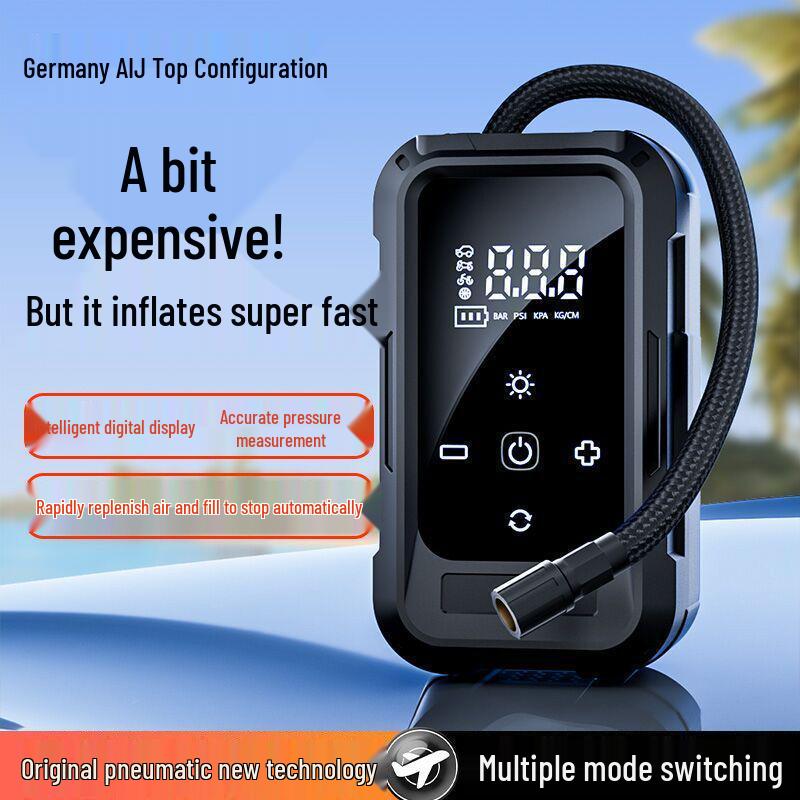 Portable Car Wireless Air Pump with Tire Pressure Gauge and Power Bank