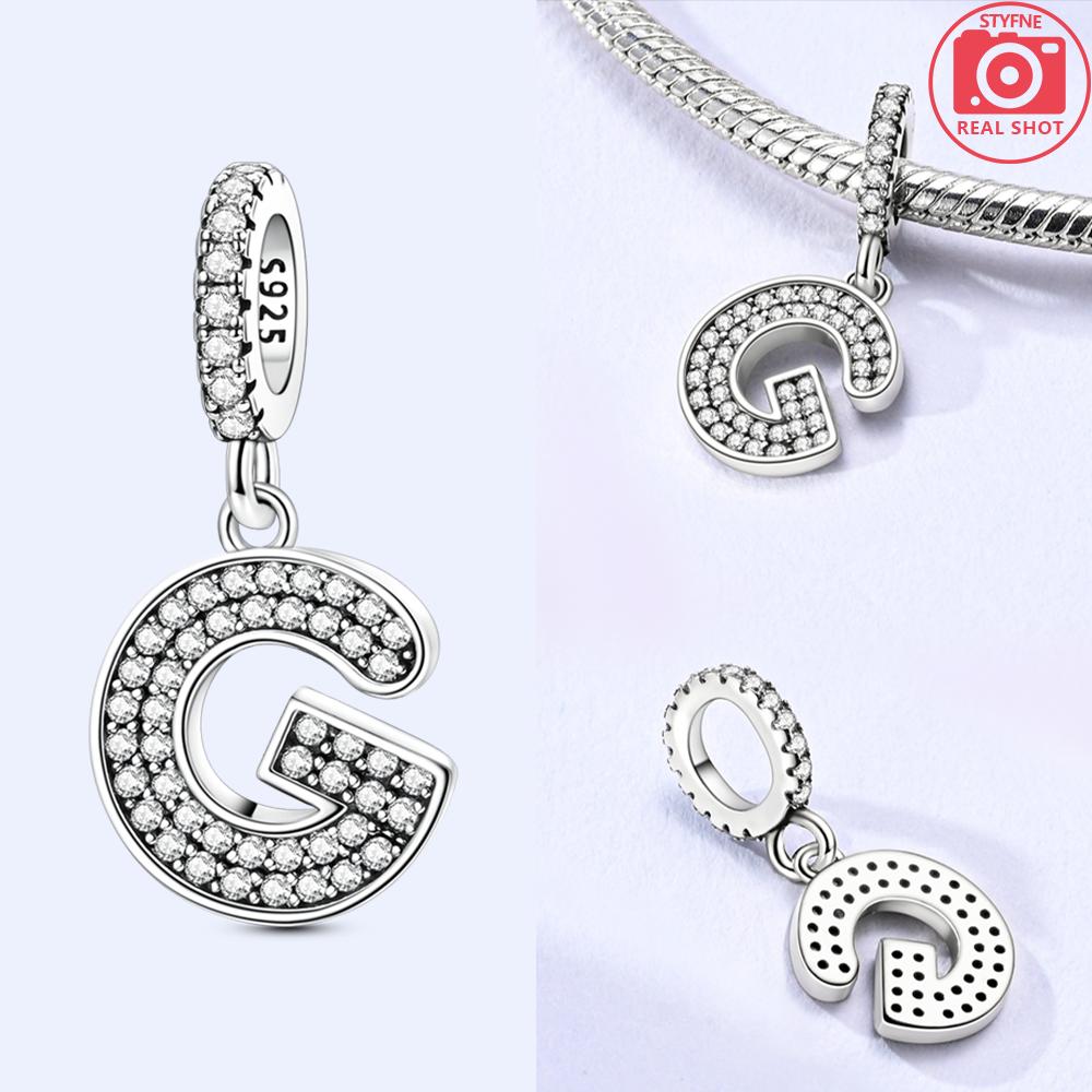 Classical 26 English Letters Original Charms White Zircon Beads Fit Copper Bracelet Accessories Women Diy Fine Gift Jewelry