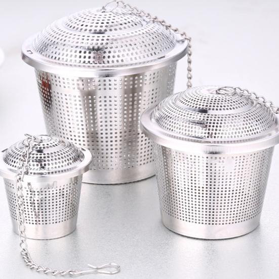 Stainless Steel Loose Tea Leaf Brewing Basket Filter Holder Infuser with Chain
