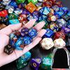 49-teiliges polyedrisches Würfelset mit 7 schwarzen Kordelzugbeuteln, 7 komplette Sätze D4 D6 D8 D10 D% D12 D20 für DND RPG ZSY