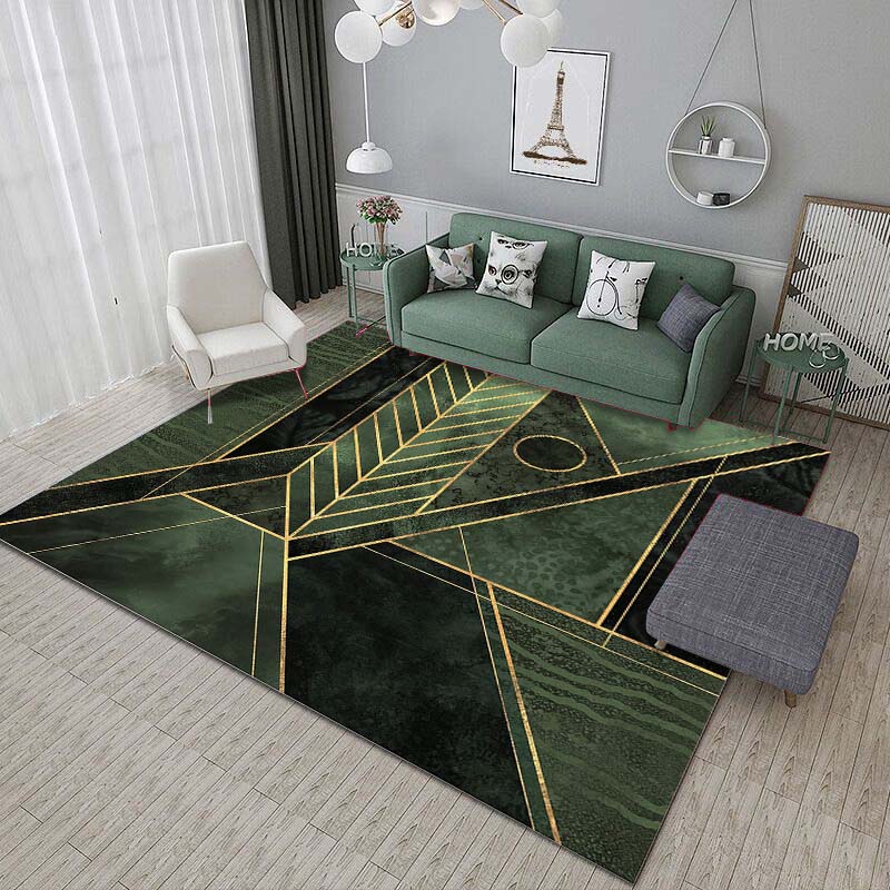 15 Size Green Geometric Shapes Pattern Rug Gaming Game Room Living Room Bathroom Mat Creative Door Mat Bedroom Home Decor Rug
