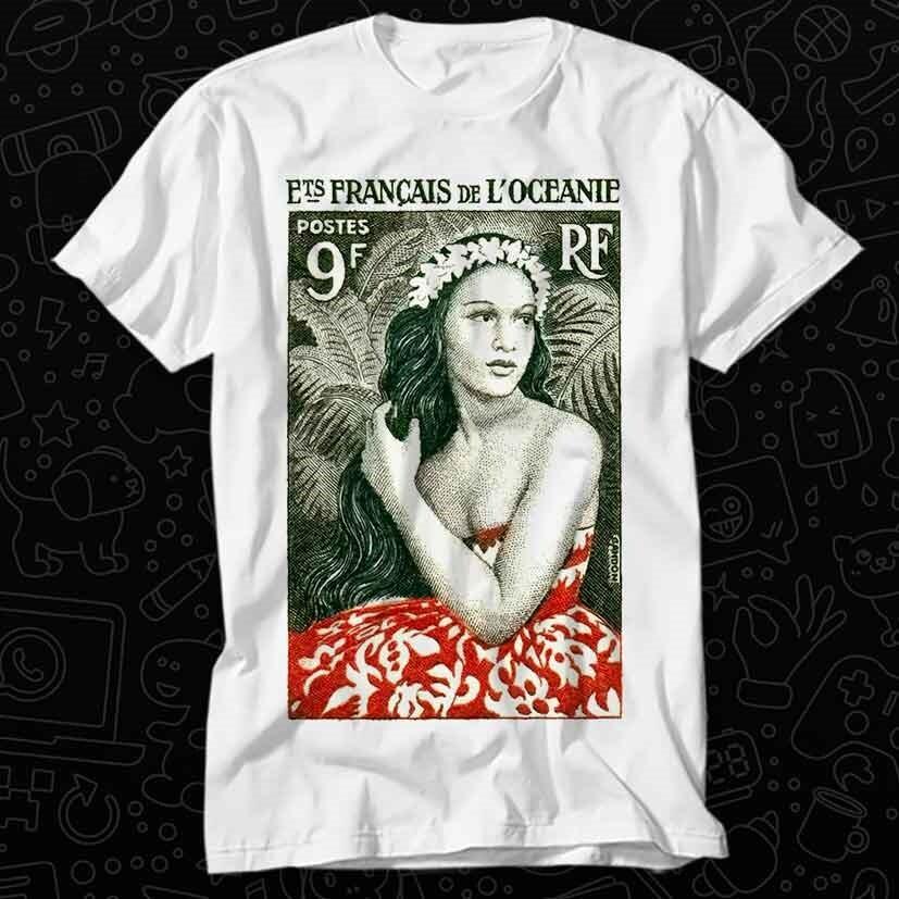 

1955 French Polynesia Girl of Bora Bora Postage Stamp T Shirt 522 S