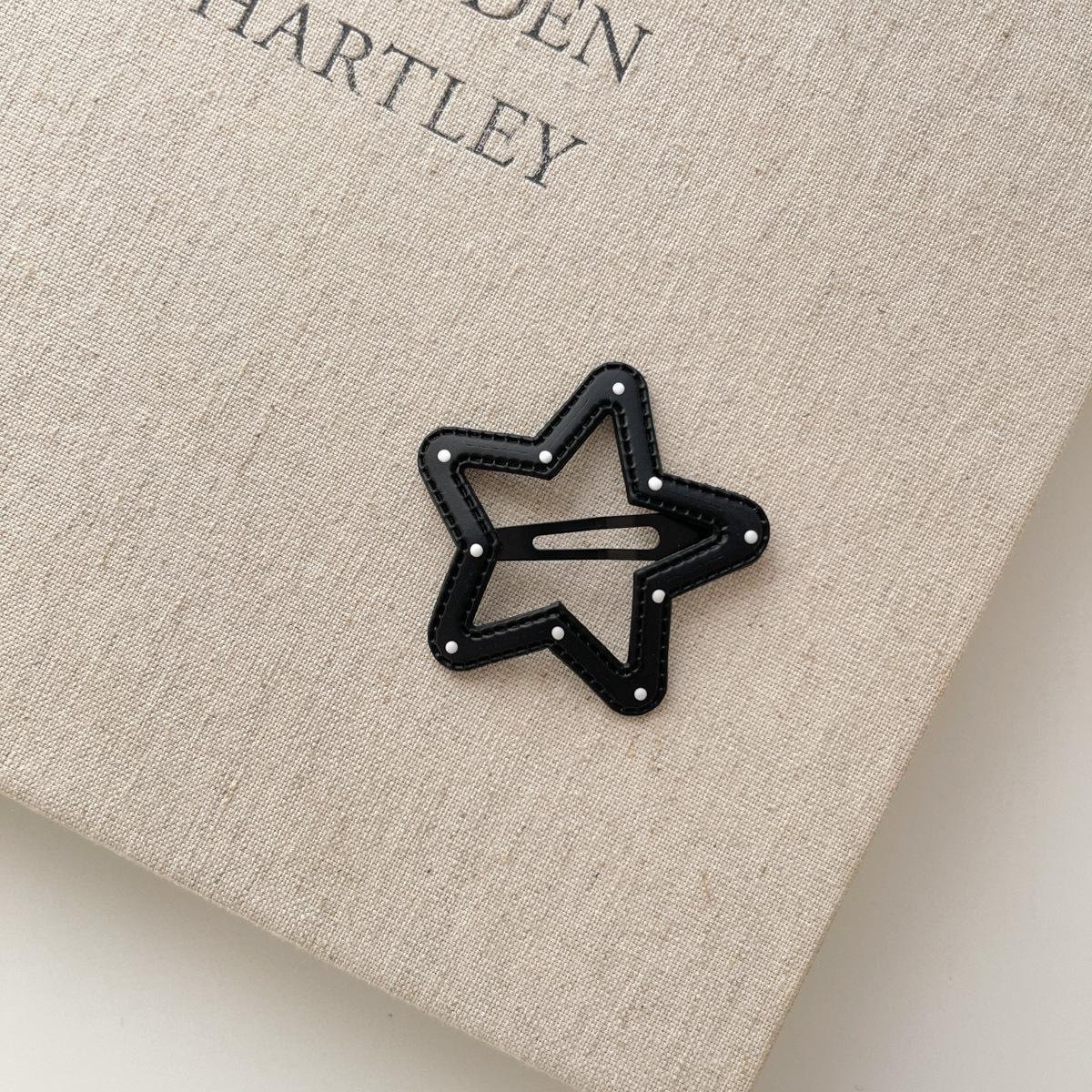 Корейский Классический Кожаный Звездное Облако Черно-Белый Горошек BB Зажим Новый Милый Простой Зажим для Челки