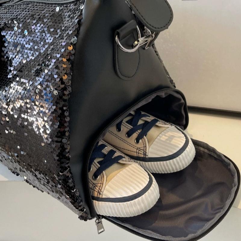 Fashion Sequin Travel Bag, Large Capacity Sports Bag, Wet and Dry Separation Sequin Short-distance Travel Hand-held Shoulder Bag