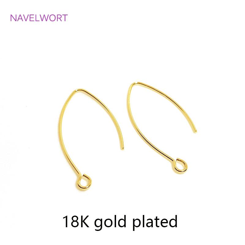 14K Gold Plated French V-shaped Earring Hooks Findings Brass Metal Ear Wire Hooks Settings DIY Jewelry Making Accessories