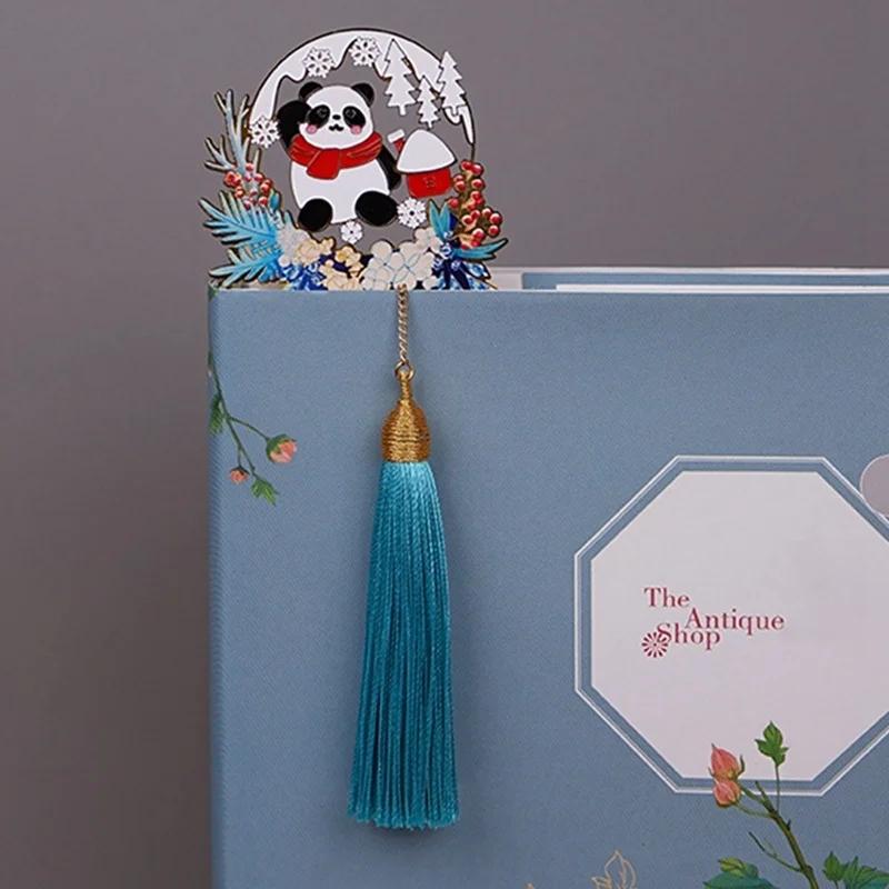 Kawaii Panda Bookmarks Cute Animal Metal Bookmark Tab for Books Stationery Book Marks Gift for Teacher School Office Supplies