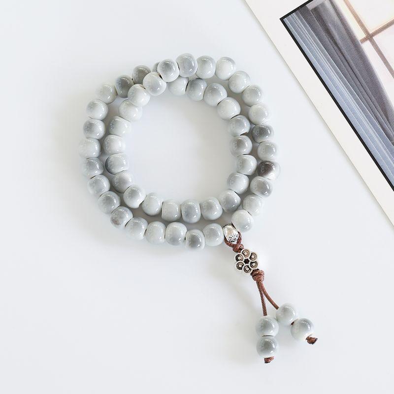 

Jingdezhen Porcelain Rose Beads Woven Couple Bracelets Ceramic Bracelet Double Ring Rosary Bracelet Men s Bracelet Female Accessible Luxury Fancy Smoke Gray