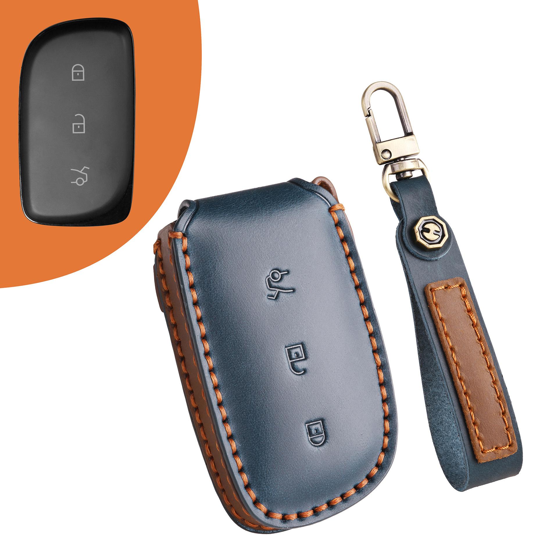 

Подходит для кожаного чехла для ключа автомобиля 25 Lynk & Co Z20 Z10, чехла для смарт-карты из козьей кожи Lynk & Co 900, натуральная кожа. синий