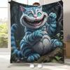 Coperta in Flanella Gatto Sorridente Cartone Animato Alice nel Paese delle Meraviglie, Plaid Peluche Caldo Ultra Morbido per Casa Camera da Letto Letto Divano Coperta Regalo per Bambini
