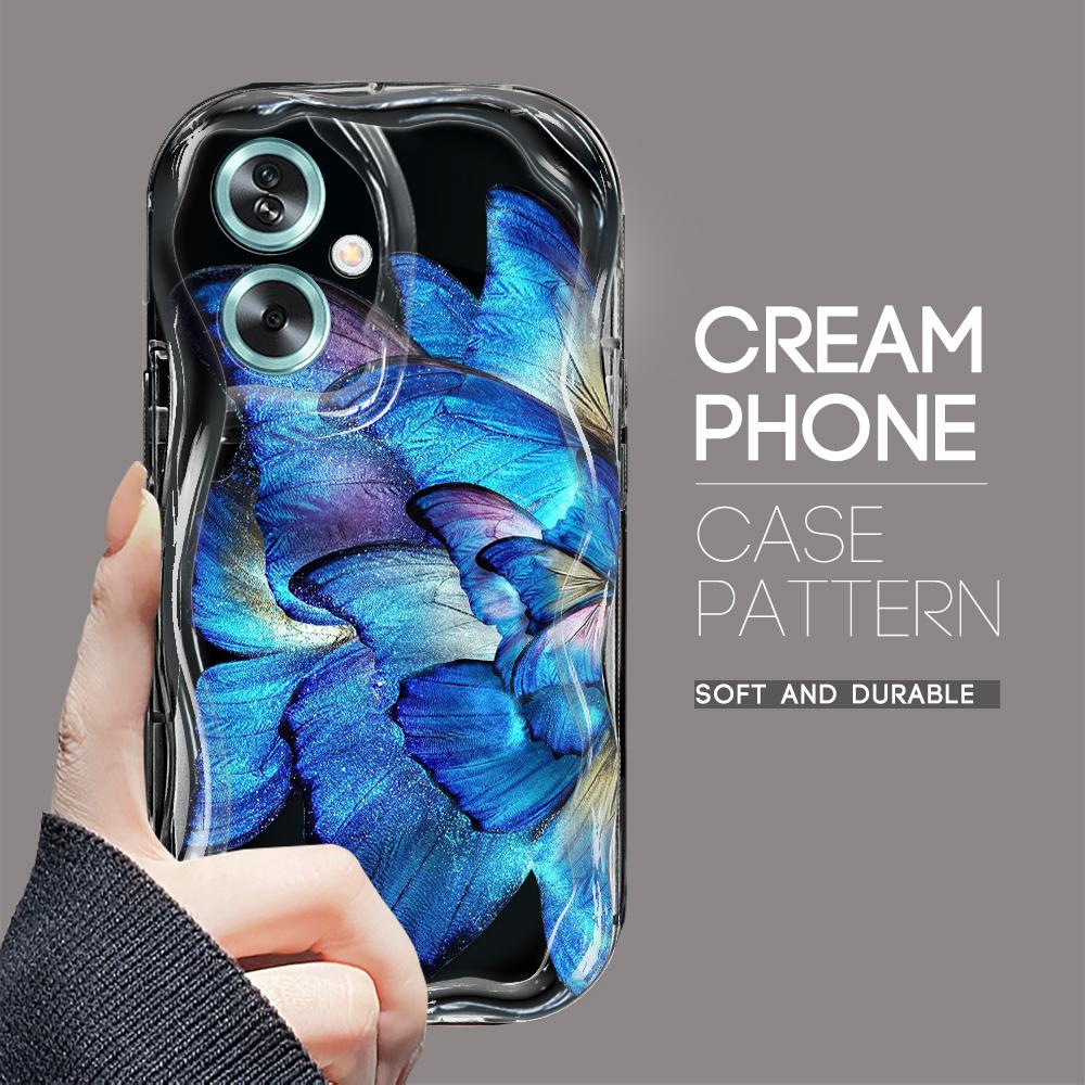 Roztomilý kreslený vzor s krémovou texturou Pouzdro s vlnitým okrajem, měkký silikonový kryt, pouzdro na telefon OPPO Reno Realme