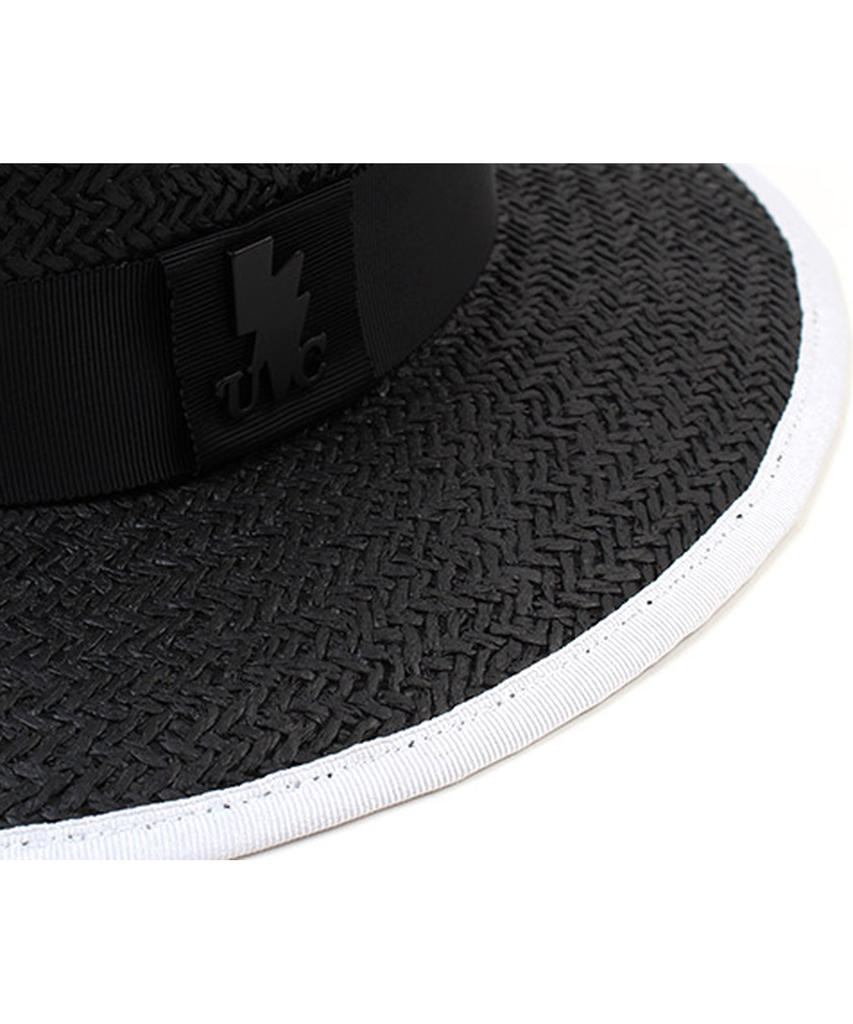 Taping Black Long Panama Hat
