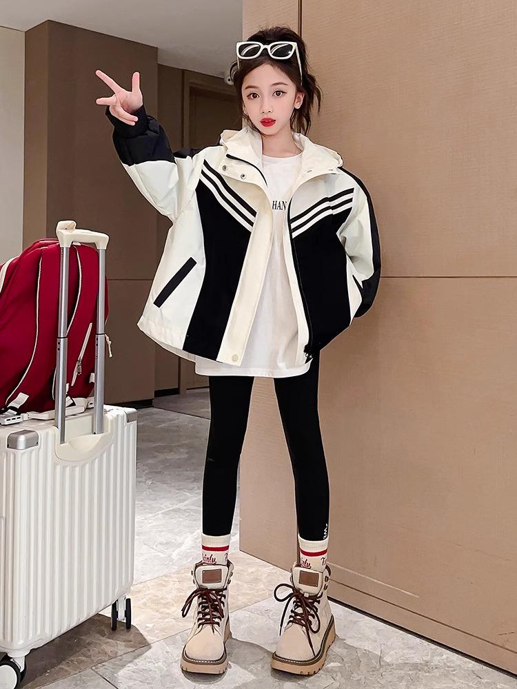 2025 Girls' Spring and Autumn Windbreaker - Fashionable Outerwear for Big Kids