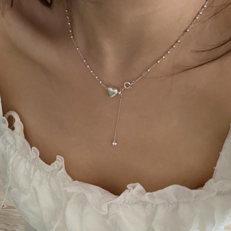 Melliv Silver Volume Heart Necklace_mvn45