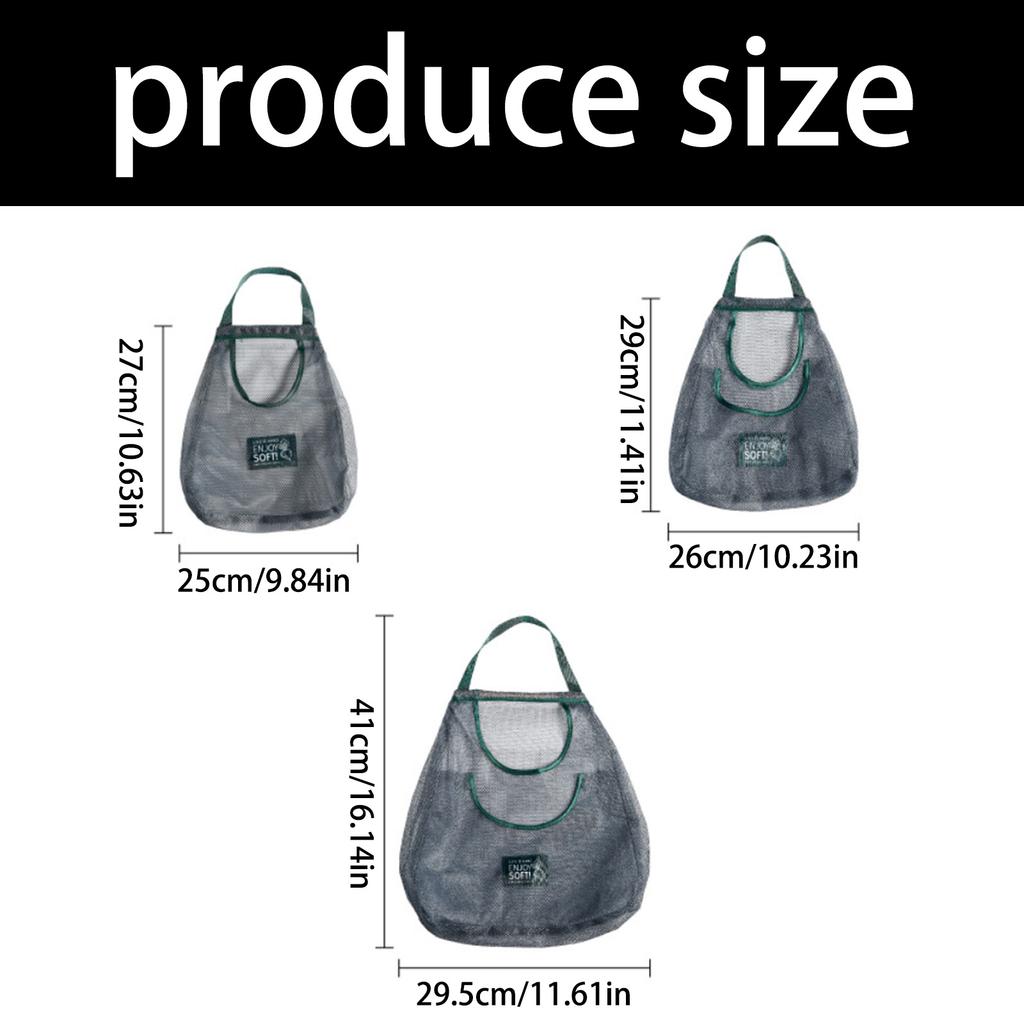 Breathable Mesh Hanging Storage Bag For Garlic Onion Spices Kitchen Vertical Space Saving Organizer Durable Polyester Material
