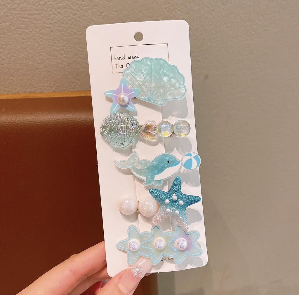 Summer Ocean Starfish Shell Hairpin Cute Children'S Hairpin Duck Beak Clip Pearl Hair Accessories Headgear Clip Girl