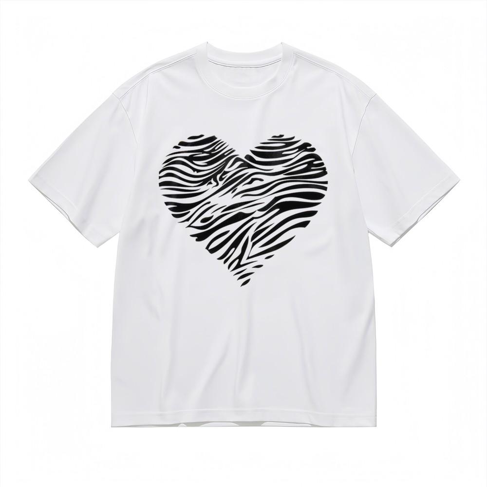 

Women s T-shirt With Modern Geometric Heart Graphic Unisex White 100% Cotton Top L