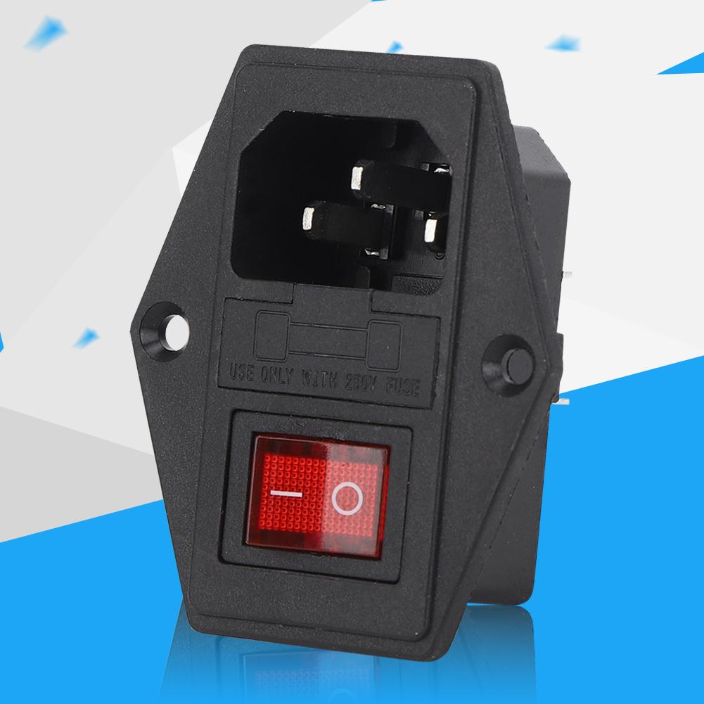 3Pcs AC Power Socket Switch 4 Pin with Light Built In Fuse 3D Printer Accessories