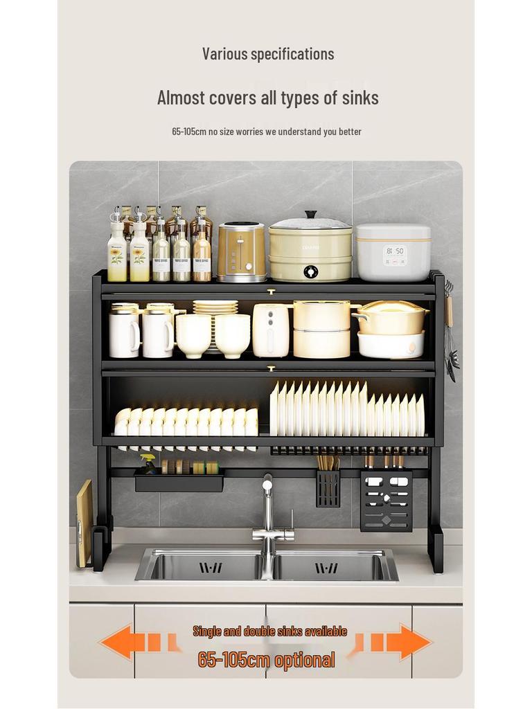 Wielofunkcyjny stojak na naczynia kuchenne: Pyłoszczelny organizer na blat do przechowywania misek, talerzy i ociekarek.
