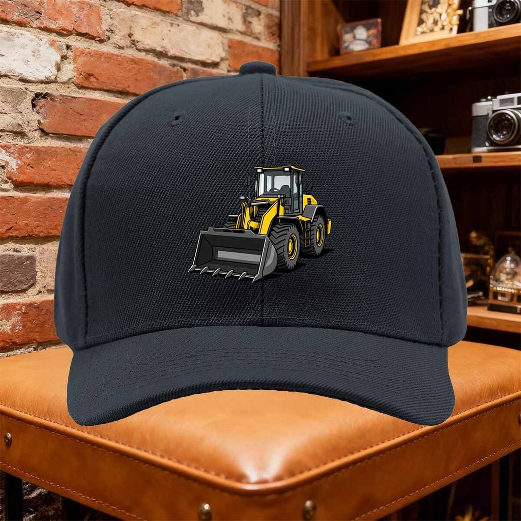 Unisex Baseball Cap Unisexs Vintage Backhoe Excavator Graphic Baseball Cap Adjustable Snapback Hat with Yellow Design for Outdoo