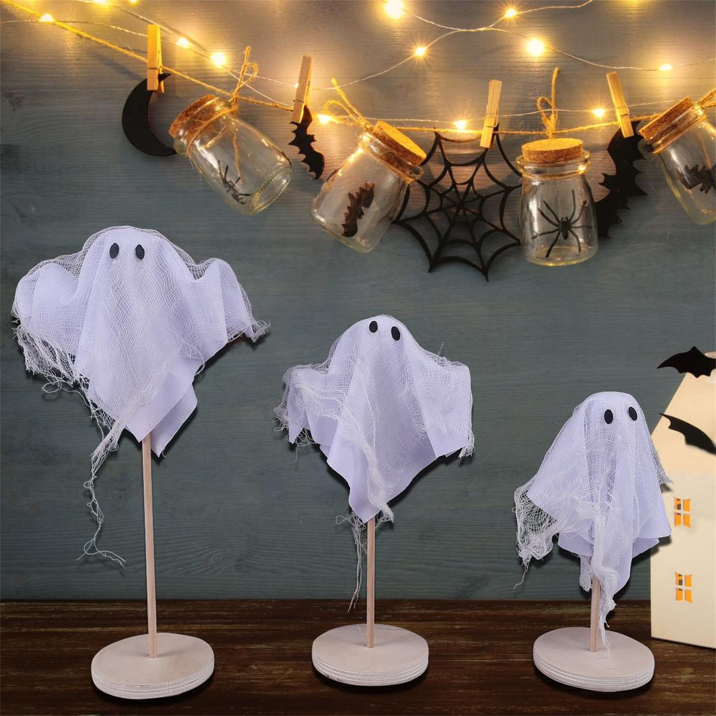3pc Halloween Party Decoration Scary Spooky Atmosphere Layout Props Ghost Small Ornaments Haunted House White Decor