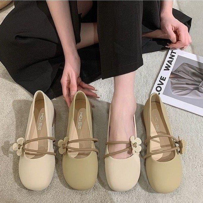 Abendschuhe mit weicher Sohle Damen 2025 Herbst neu lässig Retro Ein-Pedal Oberbekleidung weiches Leder flacher Mund Doudou Einzelne Schuhe Damen