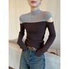 New Color-blocked Half Turtleneck Off-shoulder  for Women Autumn Versatile Bottoming Sweater