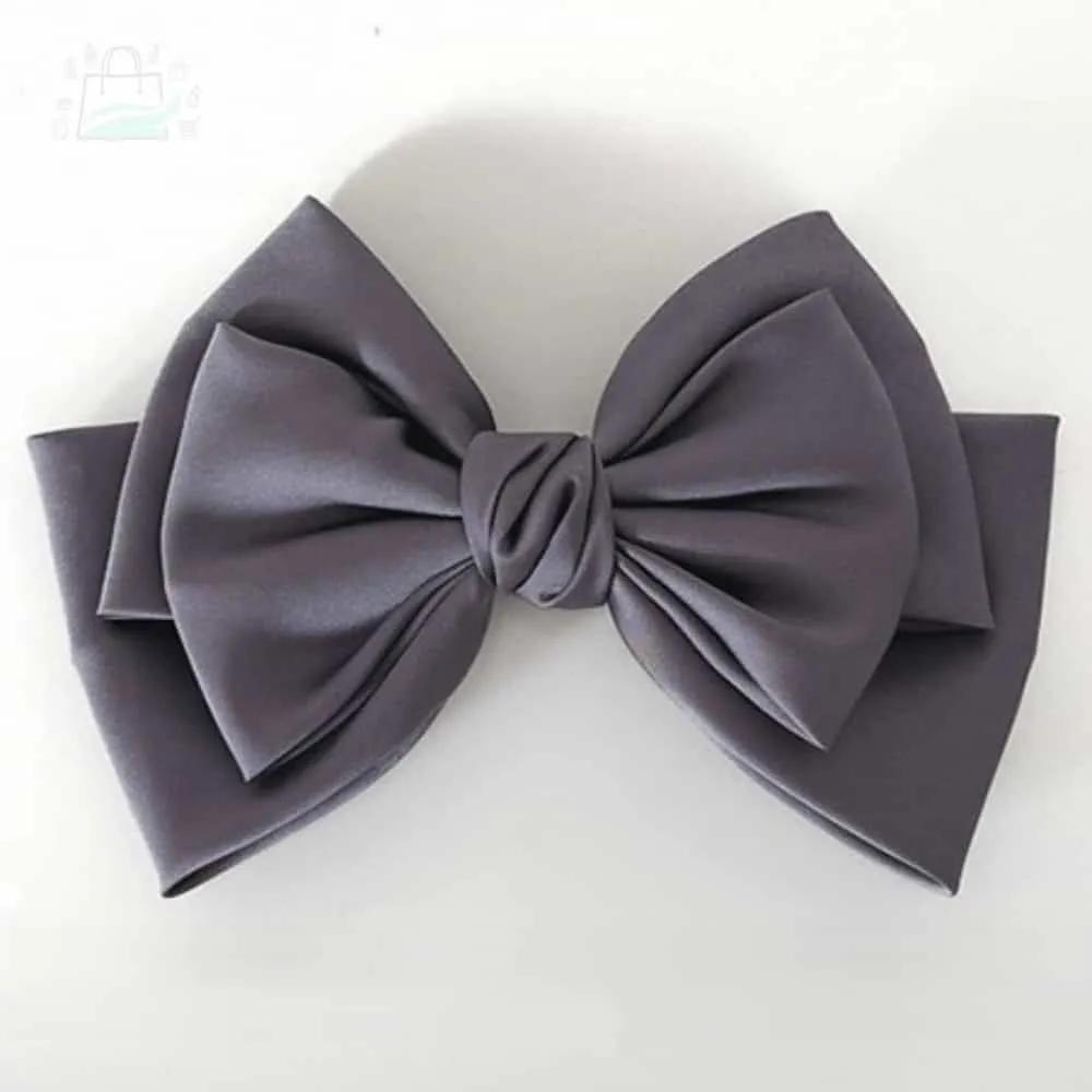 GSTORE Ribbon Hair Pin Long Hair Ribbon Hair Pin Party Hair Pin Premium Hair Pin Gray Silk 3-Tier Knot Hair Pin