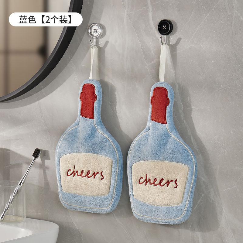 Simple hand towel hanging cute cartoon soft water absorption quick drying small square towel no hair loss thickened coral fleece handkerchief