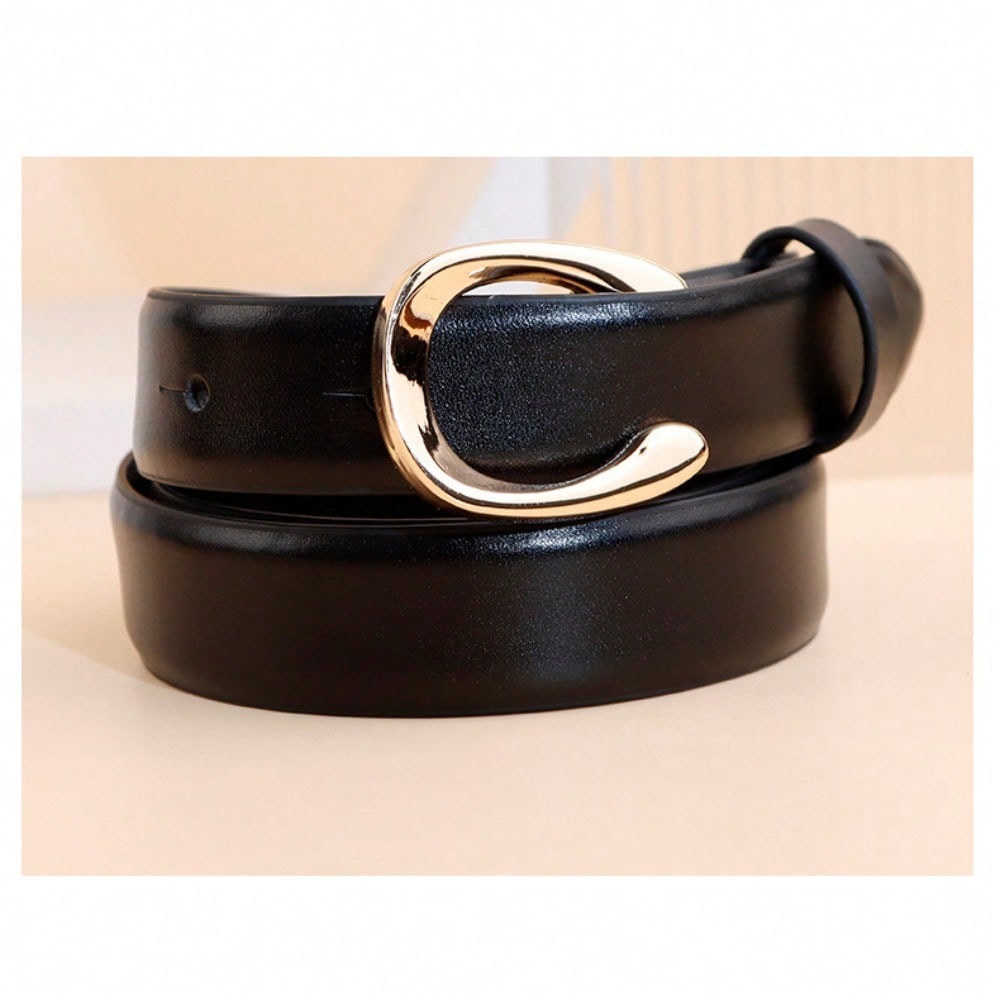 Belt For Women, Light Luxury And Sophisticated C-Button Versatile Belt Decorated With Suit Denim