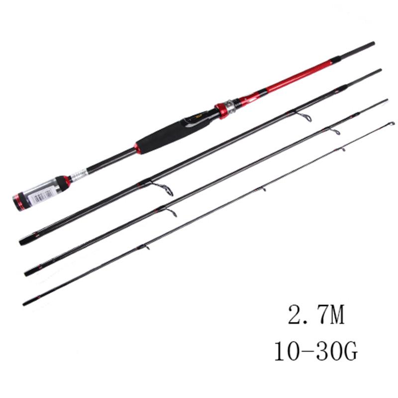 

Трехцветная вращающаяся удочка FTK Zhi99% Карбоновая сверхтвердая удочка, 4-секционная удочка Basic 10-30g-2.7M красный