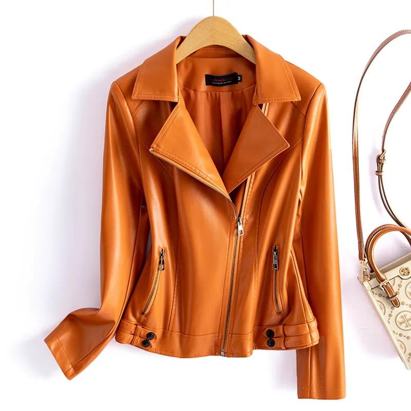 Streetwear Damen Zweite Schicht Lammfelljacke Kunstleder Kurzer Mantel Herbst Winter Grün Moto Biker Oberbekleidung Lässige Oberteile